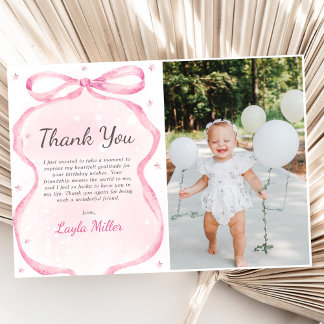 Tarjeta De Agradecimiento Foto de la fiesta de cumpleaños de Pink Bow Boutiq