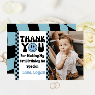 Tarjeta De Agradecimiento Foto de la fiesta de cumpleaños número 1 de Retro 