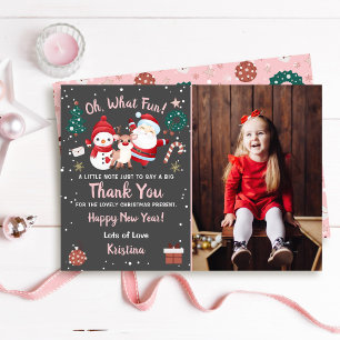 Tarjeta De Agradecimiento Foto de la fiesta de Navidad rosa y negra divertid