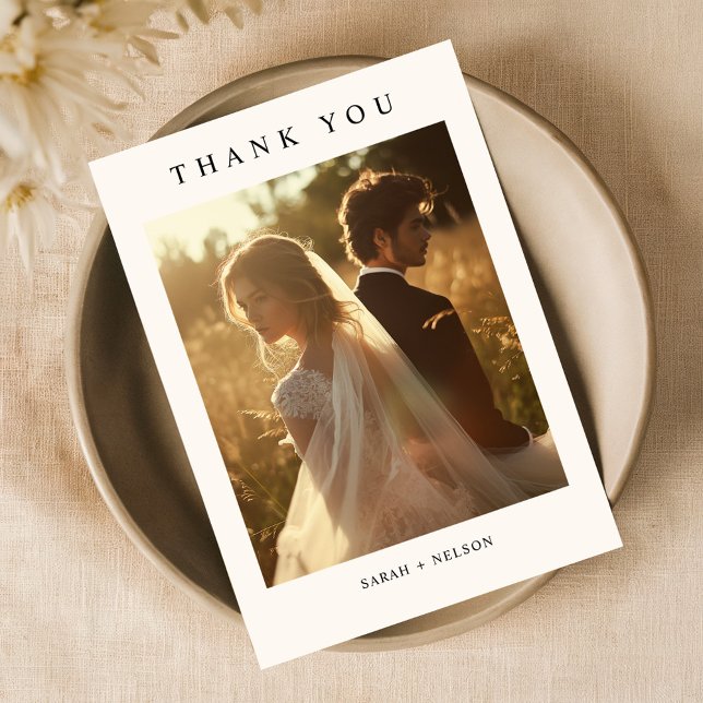 Tarjeta De Agradecimiento Foto de la mesa de recepción de boda simple (Subido por el creador)