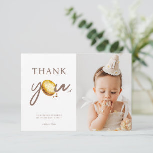 Tarjeta De Agradecimiento Foto de la primera fiesta de cumpleaños de la lech