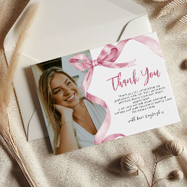 Tarjeta De Agradecimiento Foto de lazo rosa de moda graduación