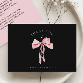 Tarjeta De Agradecimiento Foto de lazo rosa sobre fondo negro graduación ele