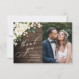 Tarjeta De Agradecimiento Foto de Linterna floral de rosas blancas y maderas