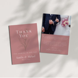 Tarjeta De Agradecimiento Foto de Mauve Boda Gracias