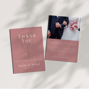 Tarjeta De Agradecimiento Foto de Mauve Boda Gracias