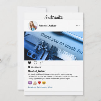 Tarjeta De Agradecimiento Foto de medios sociales Bat Mitzvah o Bar Mitzvah