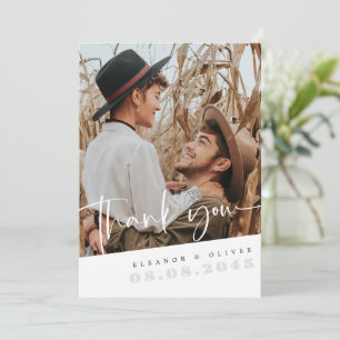 Tarjeta De Agradecimiento Foto de Moda moderna   Boda simple de guiones