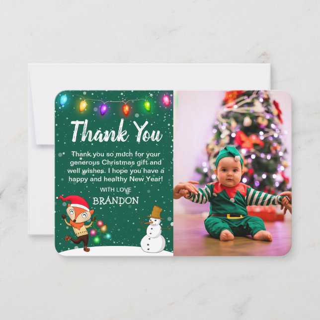 Tarjeta De Agradecimiento Foto de Navidades de niños educados (Anverso)