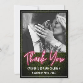 Tarjeta De Agradecimiento Foto de Neon Boxwood Boda