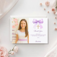 Foto de niña con lazo lavanda Confirmación