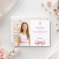 Foto de niña con lazo rosa Confirmación