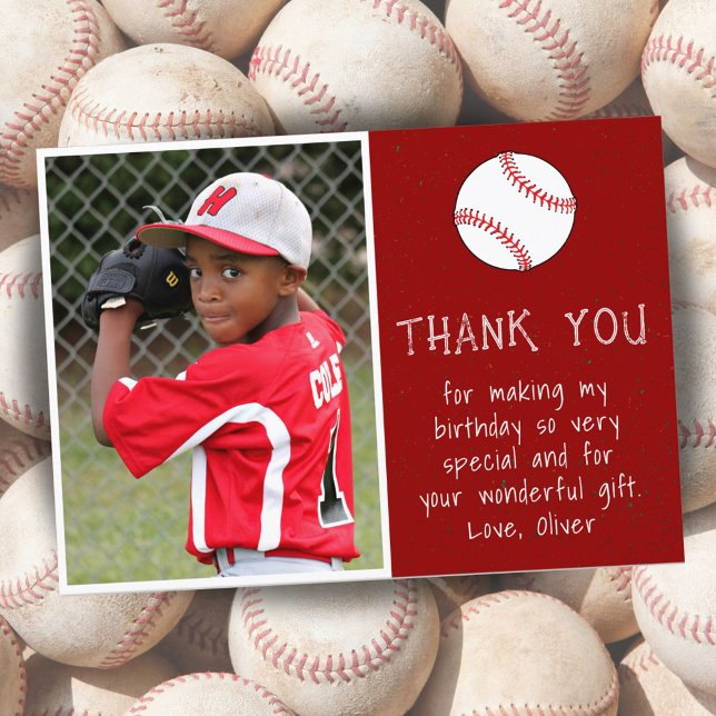 Tarjeta De Agradecimiento Foto de niño béisbol Cumpleaños niño  (Subido por el creador)