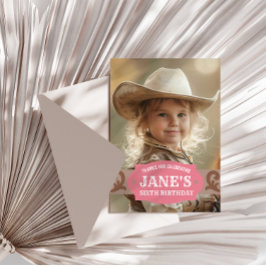 Tarjeta De Agradecimiento Foto de niños de cumpleaños occidental rosa/marrón