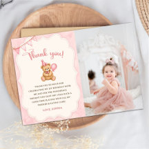 Foto de Oso cumpleaños 1º globo rosa