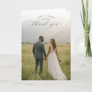 Tarjeta De Agradecimiento Foto de paisaje verde romántico