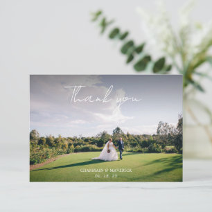 Tarjeta De Agradecimiento Foto de pareja romántica moderna BODA