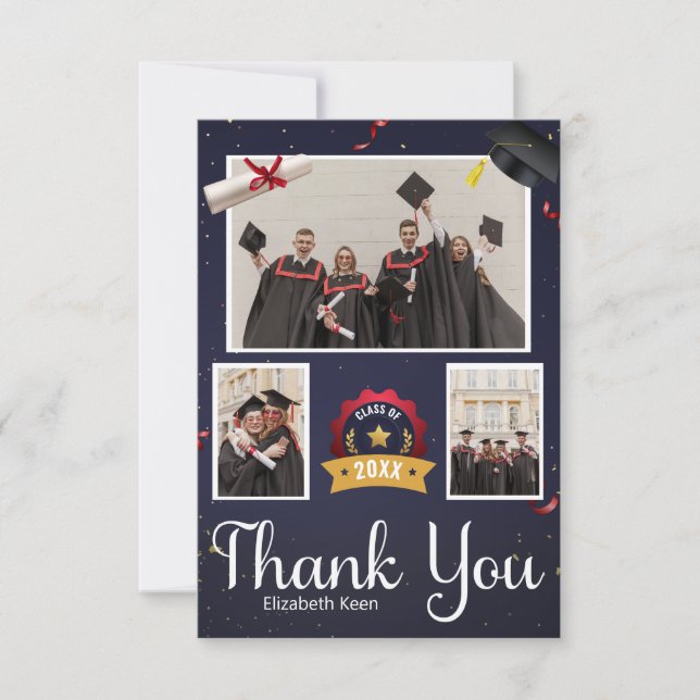 Tarjeta De Agradecimiento Foto de Personalizado de graduación (Anverso)