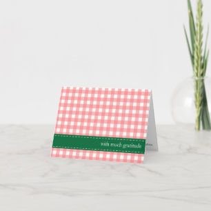 Tarjeta De Agradecimiento Foto de personalizado de la cinta verde rojo gingh