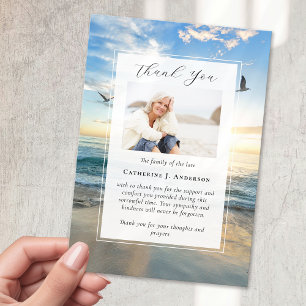 Tarjeta De Agradecimiento Foto de playa y océano de simpatía funeral conmemo