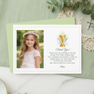 Tarjeta De Agradecimiento Foto de Primera Comunión Elegante