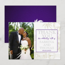 Tarjeta De Agradecimiento Foto de Purple Bahamas Boda Gracias