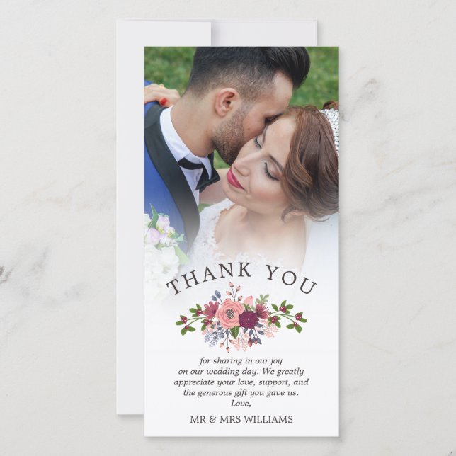 Tarjeta De Agradecimiento Foto de Rubor y Boda de Borgoña (Anverso)