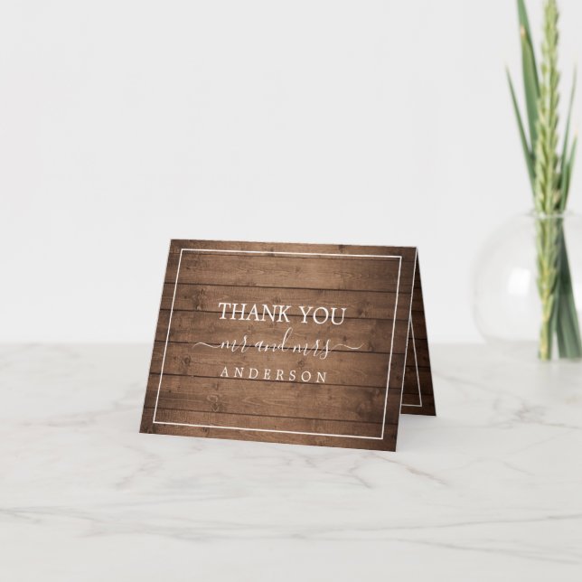 Tarjeta De Agradecimiento Foto de Rustic Barn Wood Boda Gracias (Anverso)