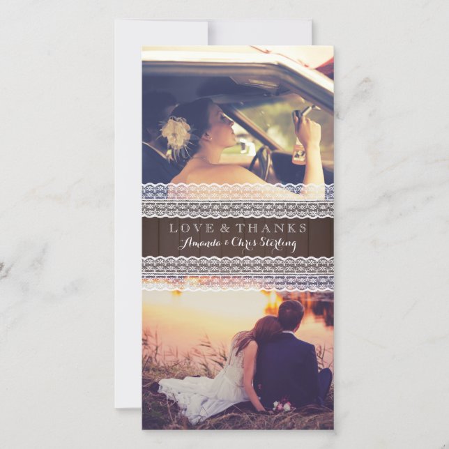 Tarjeta De Agradecimiento Foto de Rústico Boda de madera y encaje (Anverso)