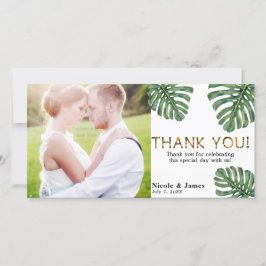 Tarjeta De Agradecimiento Foto de Safari Selvático de Boda Tropical Gracias