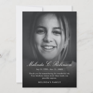 Tarjeta De Agradecimiento Foto de simpatía de duelo funeral conmemorativo mo