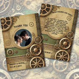 Tarjeta De Agradecimiento Foto de Steampunk Victorian Gearwork Boda