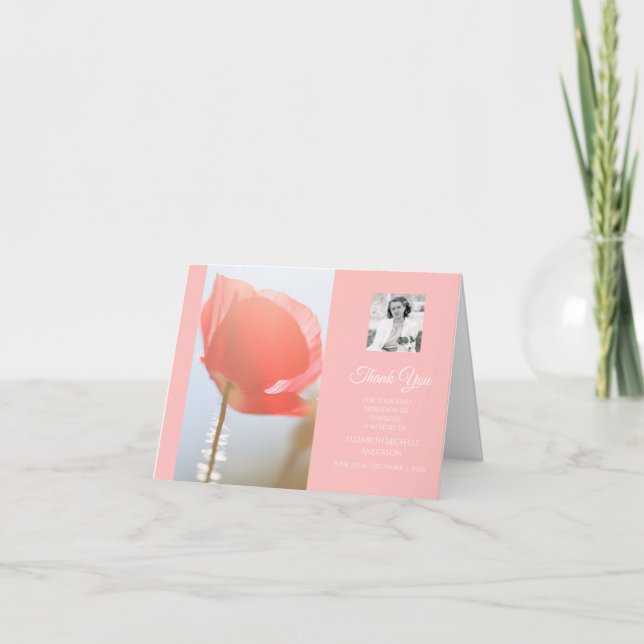 Tarjeta De Agradecimiento Foto de Sympathy Gracias Elegante Red Poppy (Anverso)