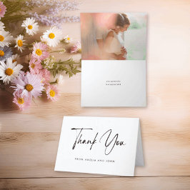 Tarjeta De Agradecimiento Foto de tipografía por mano minimalista