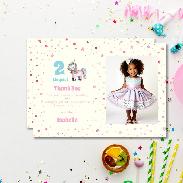 Tarjeta De Agradecimiento Foto de Unicorn Two Magthday Party (Subido por el creador)
