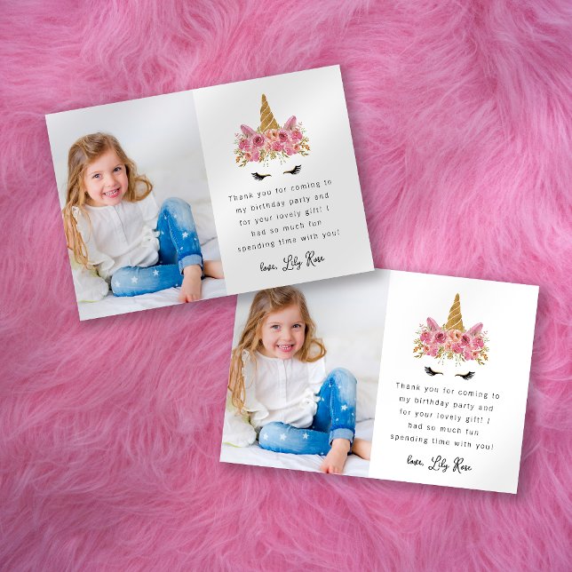 Tarjeta De Agradecimiento Foto de Unicornio Bonito para Fiesta de Cumpleaños (Subido por el creador)