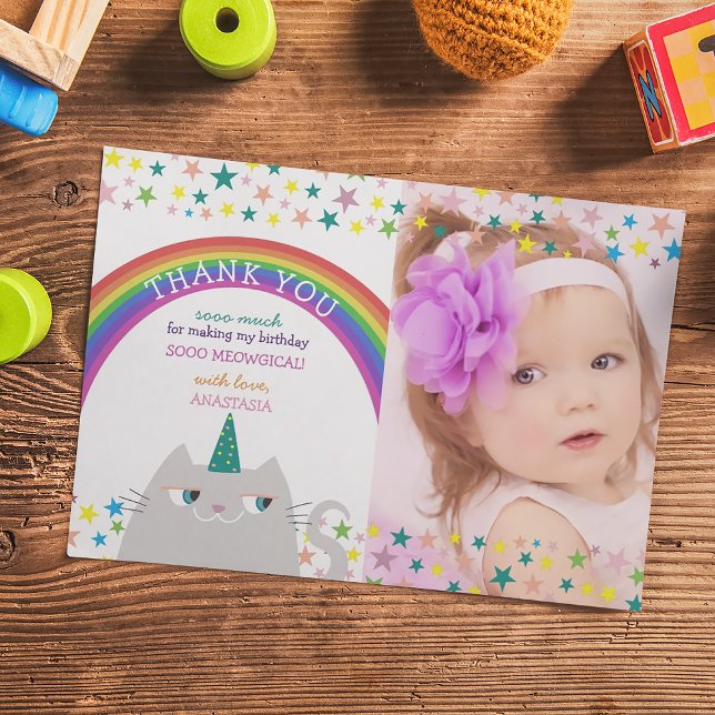 Tarjeta De Agradecimiento Foto de Unicornio de Arcoíris Cumpleaños Gracias (Subido por el creador)