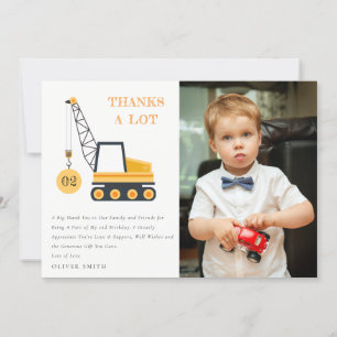 Tarjeta De Agradecimiento Foto de vehículo de grúa de construcción Cumpleaño