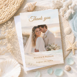 Tarjeta De Agradecimiento Foto de verano costero en la playa de boda