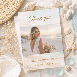 Tarjeta De Agradecimiento Foto de verano de playa costera de despedida de so