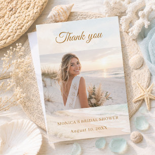 Tarjeta De Agradecimiento Foto de verano de playa costera de despedida de so