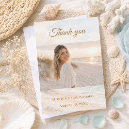 Tarjeta De Agradecimiento Foto de verano en la playa de cumpleaños costera