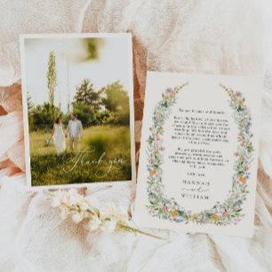 Tarjeta De Agradecimiento Foto de Wildflower Wreath Boda
