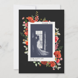 Tarjeta De Agradecimiento Foto de Wildflowers Dark Boda