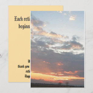 Tarjeta De Agradecimiento Foto del atardecer de jubilación nuevo comienzo