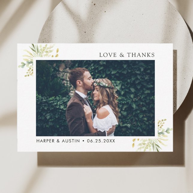 Tarjeta De Agradecimiento Foto del Boda botánico del follaje verde (Subido por el creador)