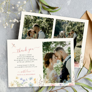 Tarjeta De Agradecimiento Foto del boda de flores silvestres de Boho