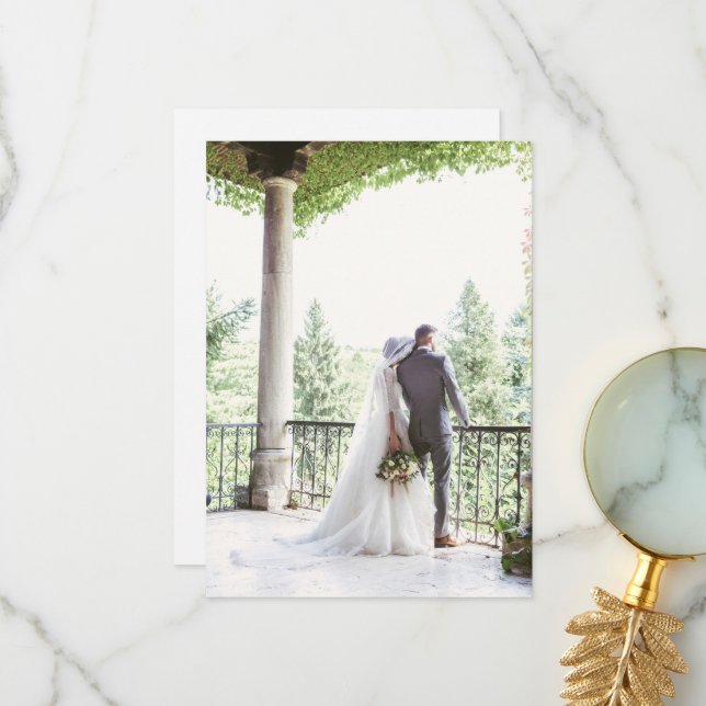 Tarjeta De Agradecimiento Foto del Boda de Regency Blue Cameo Classic (Anverso/Reverso In Situ)