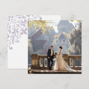 Tarjeta De Agradecimiento Foto del Boda Regencia Francesa Morada Fleur de Li