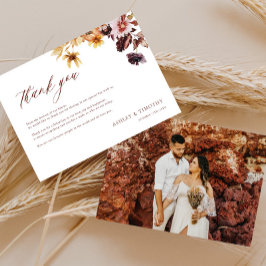 Tarjeta De Agradecimiento Foto del Boda Rustic Fall Boho
